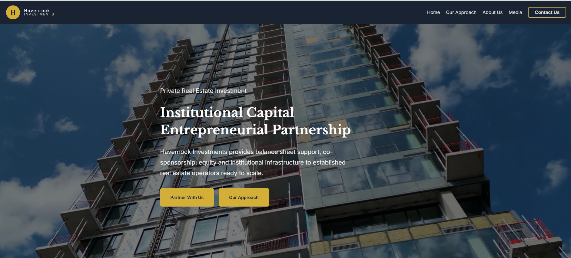 Portfolio example: Havenrock Investments website preview