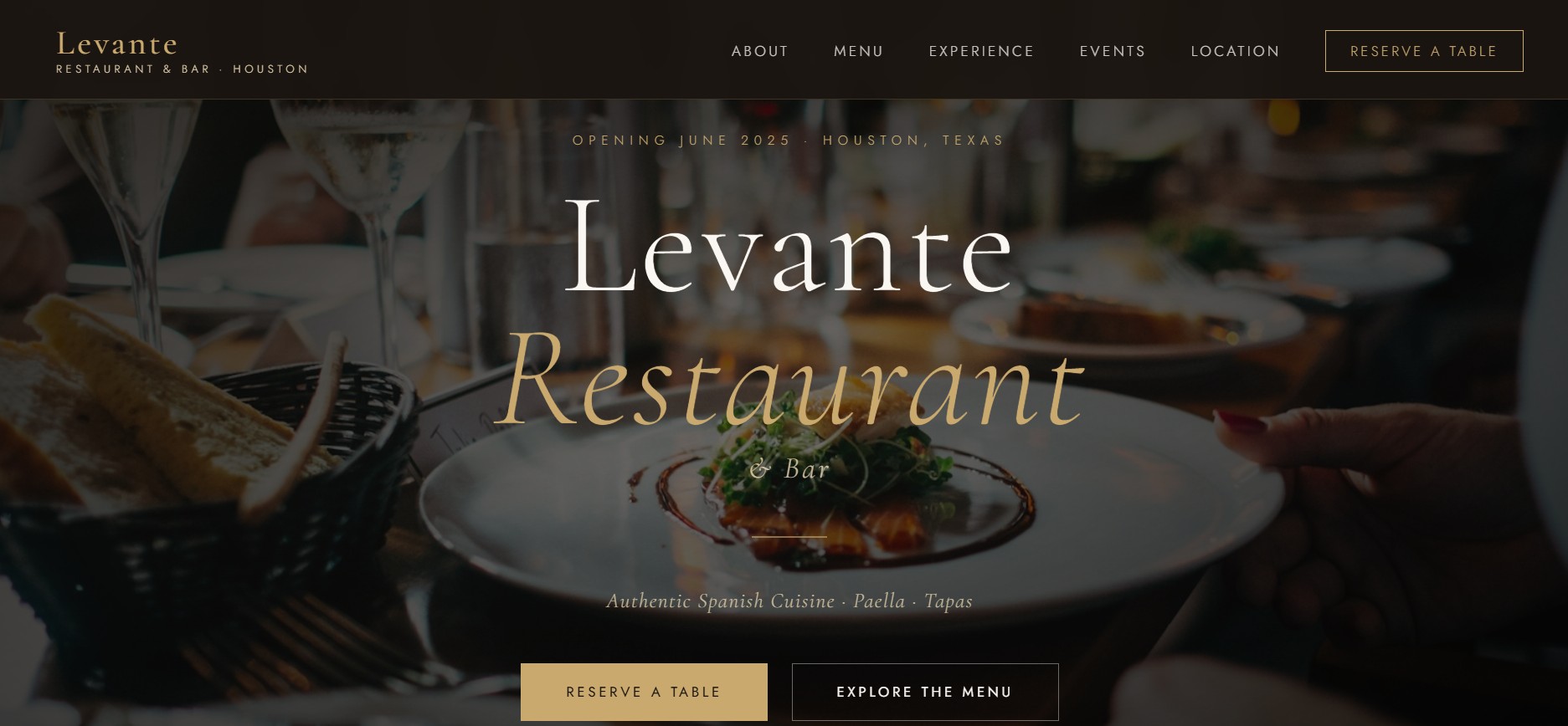 Portfolio example: Levante Restaurant website preview